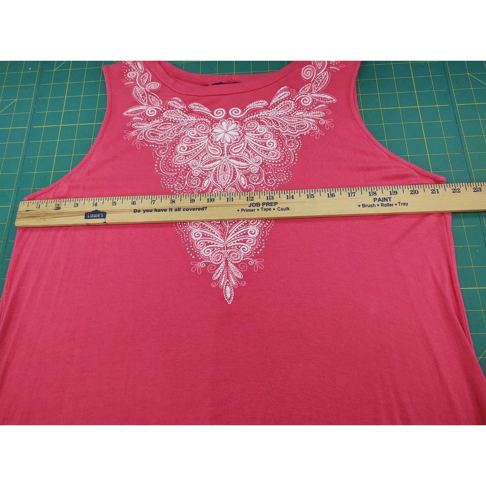 B.L.U.E. Coral Size XL Pull Over Sleeveless T Shirt Rhinestones Embellishment - Picture 6 of 7